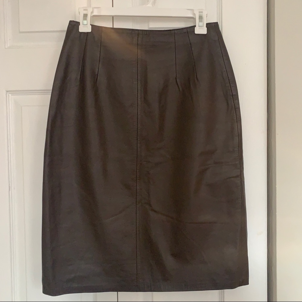 Vintage Brown Faux Leather Skirt